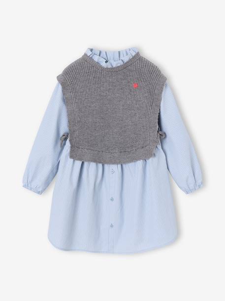 Fille-Robe-chemise fille effet 2 en 1 