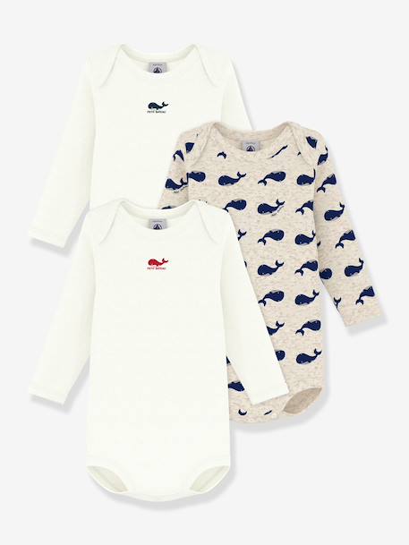 Set van 3 rompers met lange mouwen wit - vertbaudet enfant 