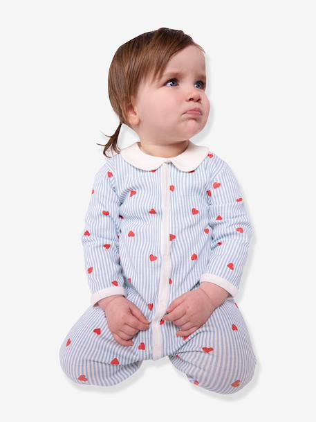 Pyjama met hartjeskraag voor baby lichtblauw - vertbaudet enfant 