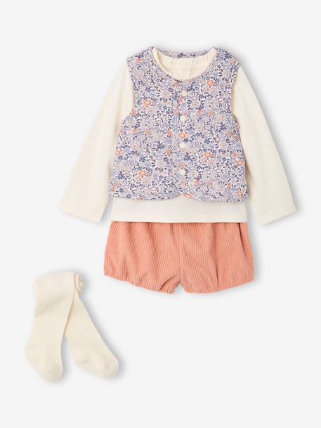 4-delige babyset meisje abrikoos - vertbaudet enfant 