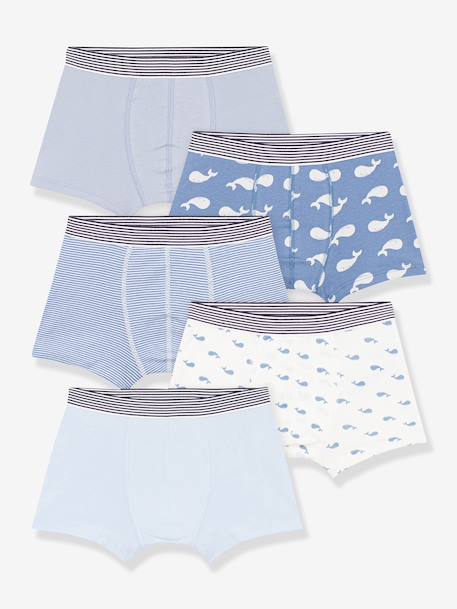 Lot 5 boxers enfant bleu - vertbaudet enfant 