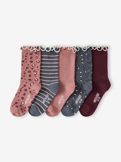-Lot de 5 paires de chaussettes « léopard » fille