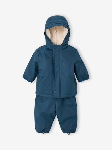 Manteau et pantalon de pluie bébé bleu nuit+caramel - vertbaudet enfant 