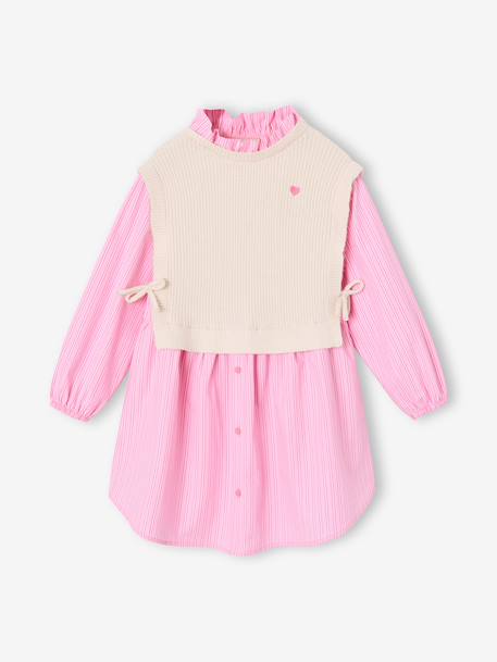 Fille-Robe-Robe-chemise fille effet 2 en 1 