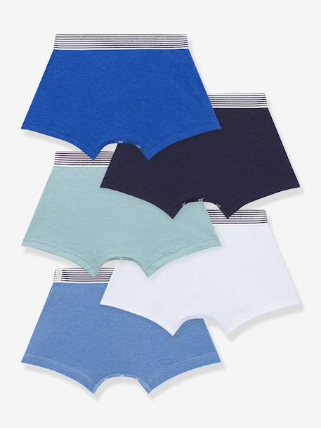 Set van 5 boxers PETIT BATEAU blauw - vertbaudet enfant 