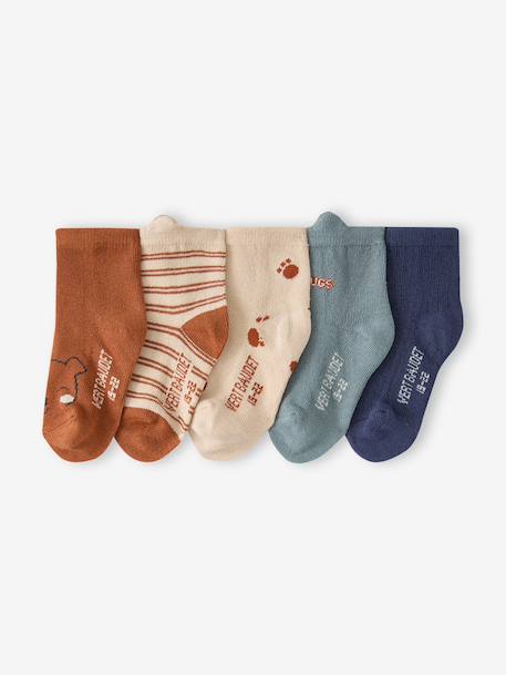 Set van 5 babysokken jongen donkerbruin - vertbaudet enfant 