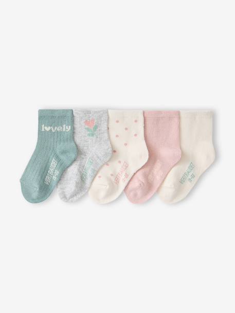 Lot de 5 chaussettes bébé fille écru - vertbaudet enfant 