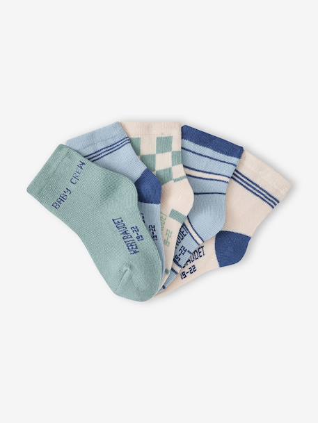 Set van 5 babysokken voor jongens hemelsblauw - vertbaudet enfant 