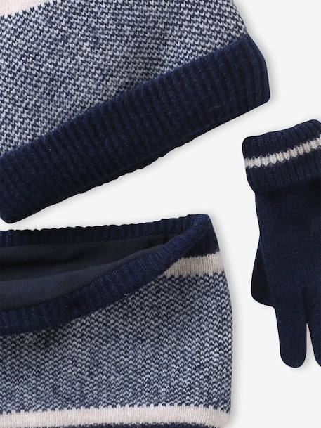 Jongensset muts, col en handschoenen marineblauw - vertbaudet enfant 