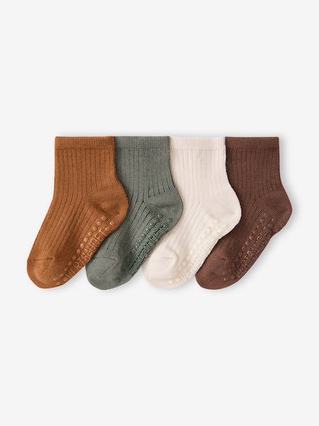 Lot de 4 chaussettes bébé garçon noisette - vertbaudet enfant 