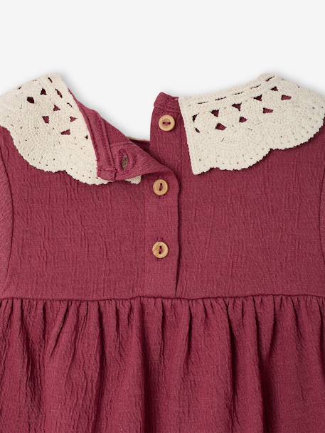 T-shirt baby van gekreukte jersey met gehaakte kraag karamel+pruim - vertbaudet enfant 