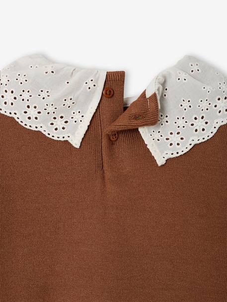Trui babymeisje met lange mouwen mokka+zachtpaars - vertbaudet enfant 