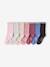7 paar half hoge sokken met lurex voor meisjes blauw+framboos+roze (poederkleur)+zachtpaars - vertbaudet enfant 
