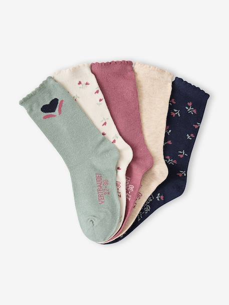 Lot de 5 chaussettes fille vieux rose - vertbaudet enfant 
