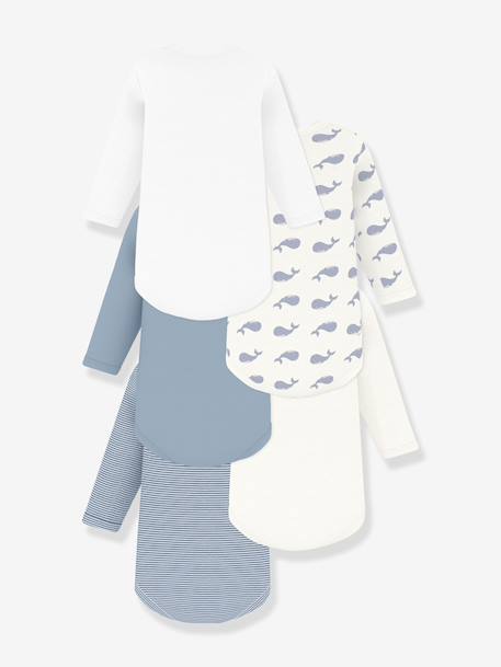 Set van 5 rompertjes met lange mouwen blauw - vertbaudet enfant 