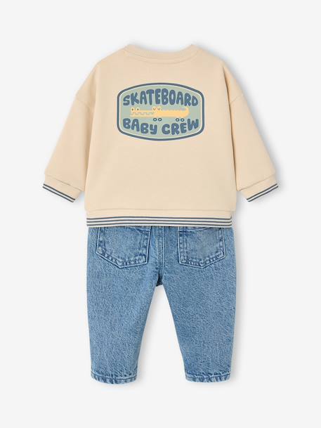 Babyset sweatshirt en jeans vanille - vertbaudet enfant 