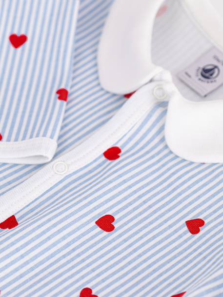 Pyjama met hartjeskraag voor baby lichtblauw - vertbaudet enfant 