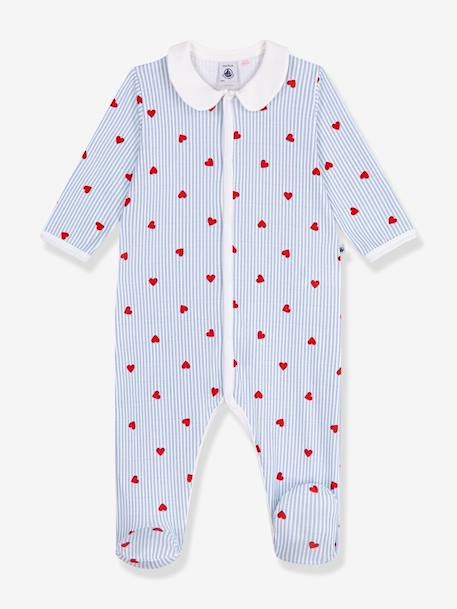 Pyjama met hartjeskraag voor baby lichtblauw - vertbaudet enfant 