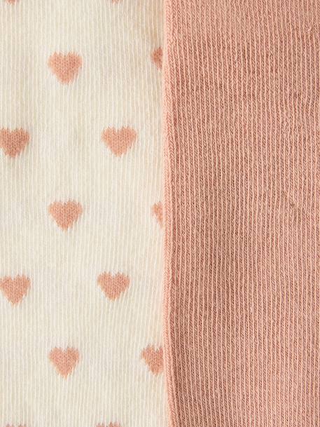 Lot de 2 paires de collants bébé fille motifs coeurs beige+marine - vertbaudet enfant 