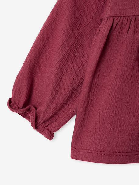 T-shirt bébé en jersey froissé avec col en crochet caramel+prune - vertbaudet enfant 