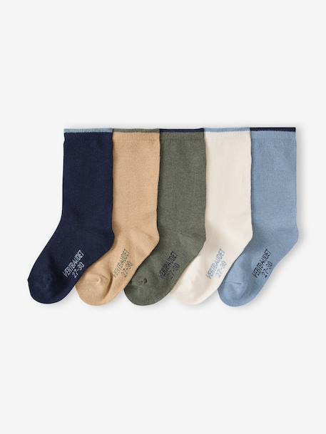 Set van 5 paar jongenssokken Basics beige+olijf - vertbaudet enfant 