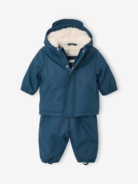 Manteau et pantalon de pluie bébé bleu nuit+caramel - vertbaudet enfant 