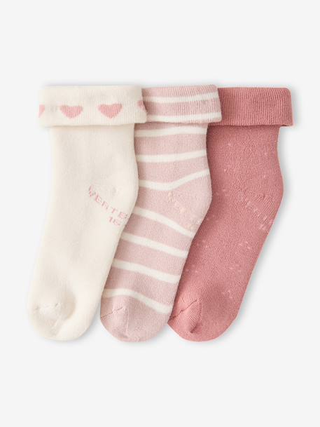 Set van 3 babysokjes voor meisjes ecru - vertbaudet enfant 