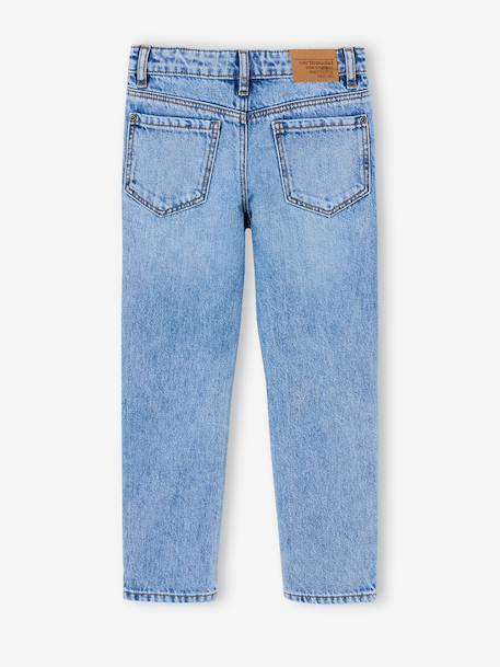 Rechte jongensjeans, smalle pasvorm ongewassen denim+stone - vertbaudet enfant 