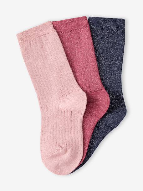 Lot de 3 chaussettes fille vieux rose - vertbaudet enfant 