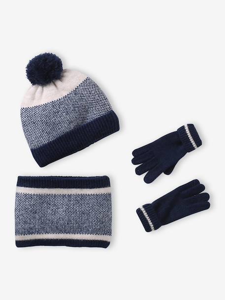 Jongensset muts, col en handschoenen marineblauw - vertbaudet enfant 