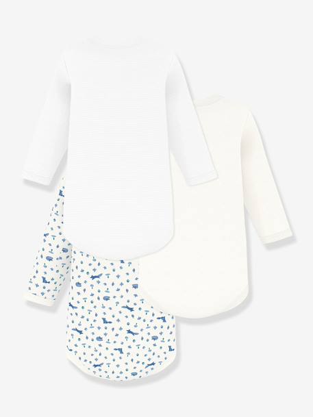 Set van 3 rompertjes PETIT BATEAU blauw - vertbaudet enfant 