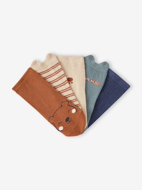 Set van 5 babysokken jongen donkerbruin - vertbaudet enfant 