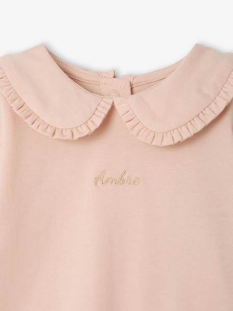Baby T-shirt met lange mouwen en claudinekraag blauwgroen+lichtbeige+lichtroze - vertbaudet enfant 
