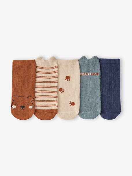Set van 5 babysokken jongen donkerbruin - vertbaudet enfant 