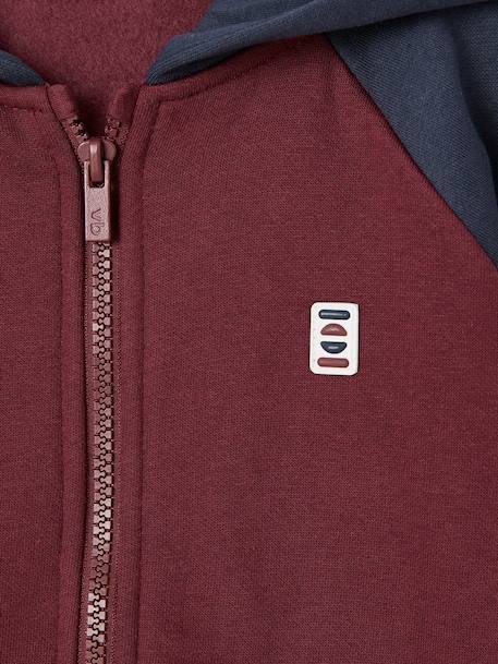 Sweat zippé garçon capuche coloblock bleu moyen+bordeaux+gris chiné+ocre+vert - vertbaudet enfant 