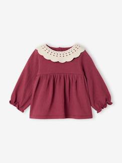 Bébé-T-shirt, sous-pull-T-shirt-T-shirt bébé en jersey froissé avec col en crochet