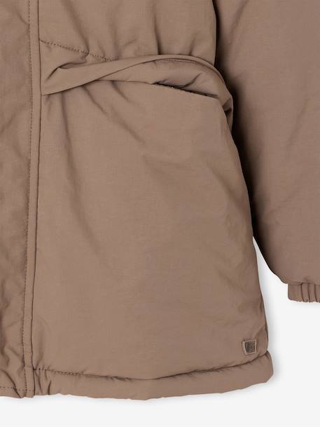 Parka garçon à capuche doublure sherpa kaki+noir+taupe+vert sauge - vertbaudet enfant 