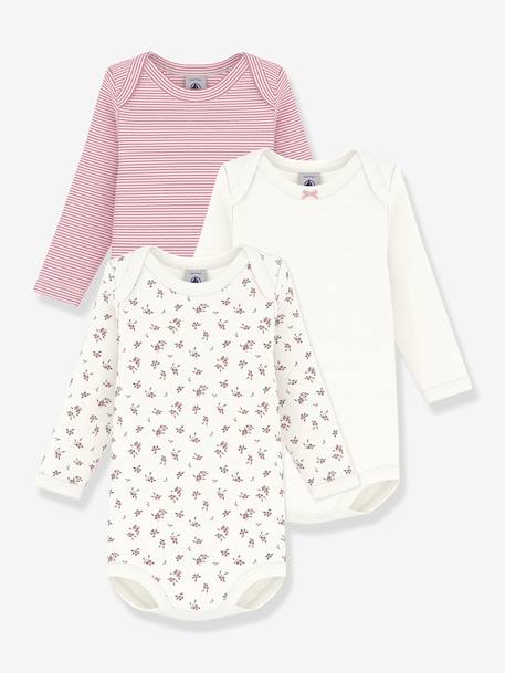 Lot 3 bodies manches longues rose - vertbaudet enfant 