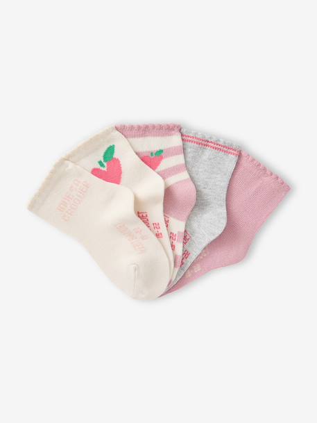 Lot de 5 chaussettes bébé fille vieux rose - vertbaudet enfant 