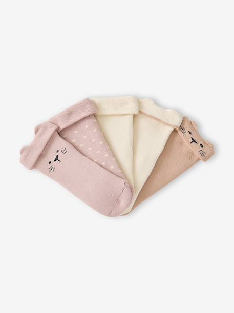 Set van 5 babysokjes voor meisjes roze (poederkleur) - vertbaudet enfant 