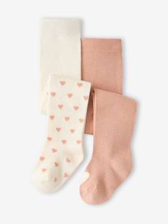 -Lot de 2 paires de collants bébé fille motifs coeurs