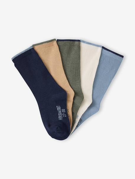 Set van 5 paar jongenssokken Basics beige+olijf - vertbaudet enfant 