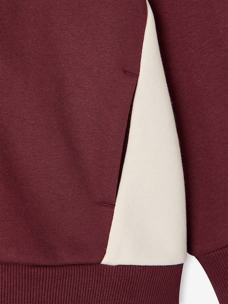 Sweat zippé garçon capuche coloblock bleu moyen+bordeaux+gris chiné+ocre+vert - vertbaudet enfant 