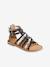Hoge leren sandalen voor meisjes goud+ZWART - vertbaudet enfant 