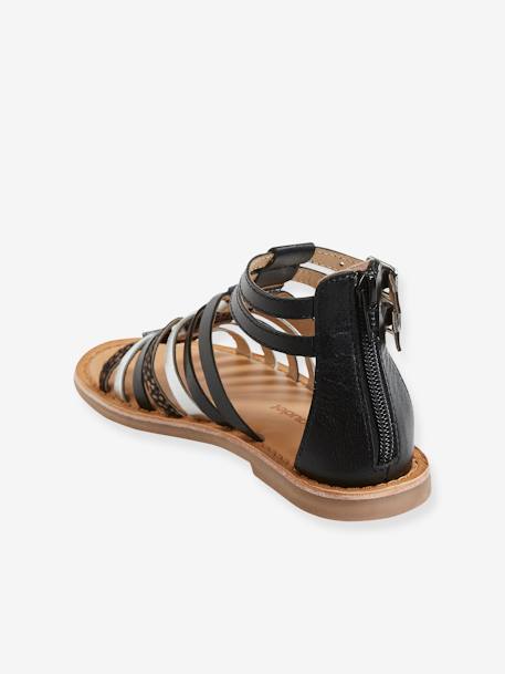 Hoge leren sandalen voor meisjes goud+ZWART - vertbaudet enfant 