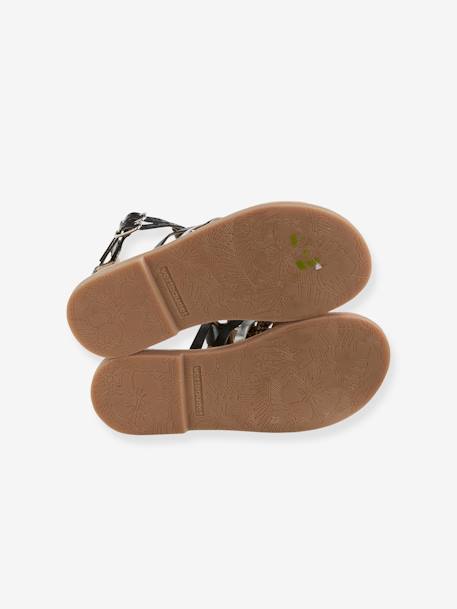 Hoge leren sandalen voor meisjes goud+ZWART - vertbaudet enfant 