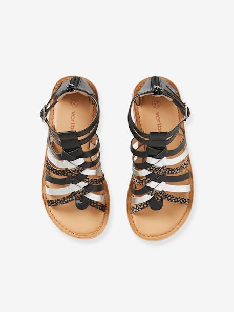 Hoge leren sandalen voor meisjes goud+ZWART - vertbaudet enfant 