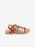 Sandales multi-brides cuir fille collection maternelle MARRON CLAIR UNI AVEC DECOR+multicolore - vertbaudet enfant 