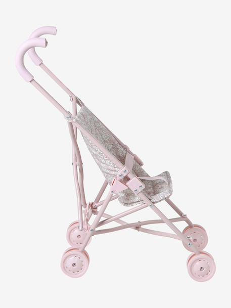 Grote rieten wandelwagen voor poppen ecru+rozen+zwart - vertbaudet enfant 