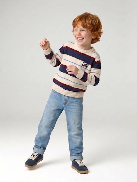 Pull garçon manches longues marine+noisette - vertbaudet enfant 